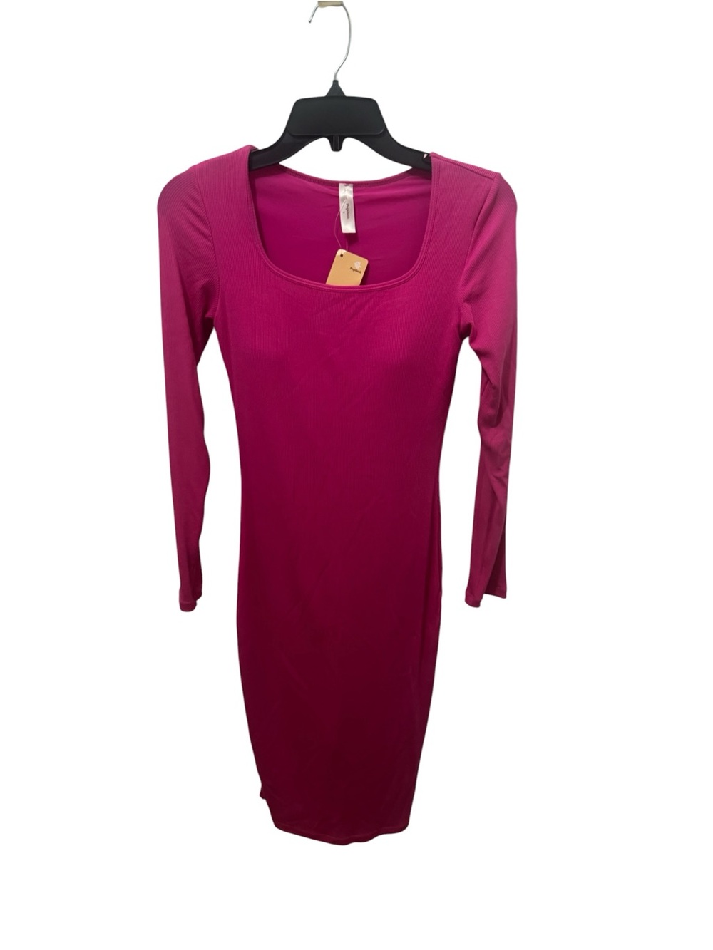 Popilush Long Sleeve Square Neck Modal Slimming Midi Dress Medium